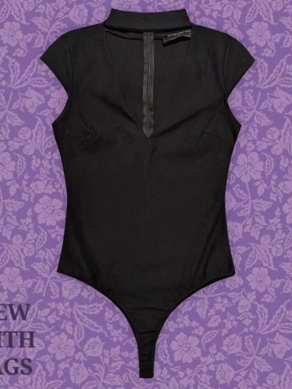 NWT Black Akira Chicago Bodycon Bodysuit with Choker Neckline